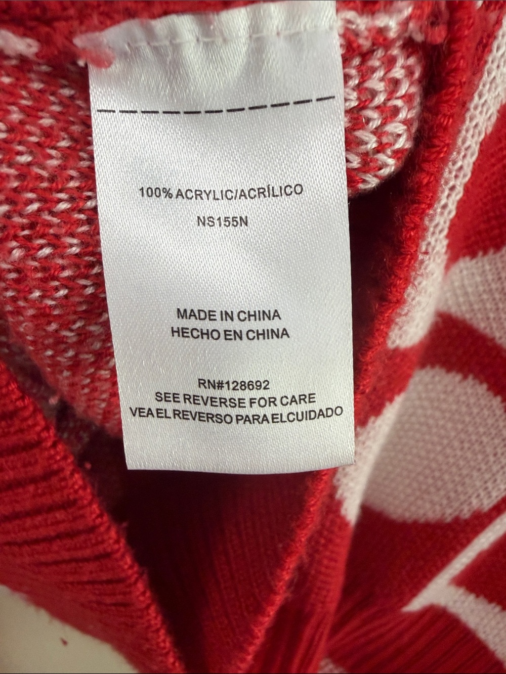Red & White Heart Pattern V‑Neck Sweater by Madden NYC SzXXXL - Picture 4 of 4